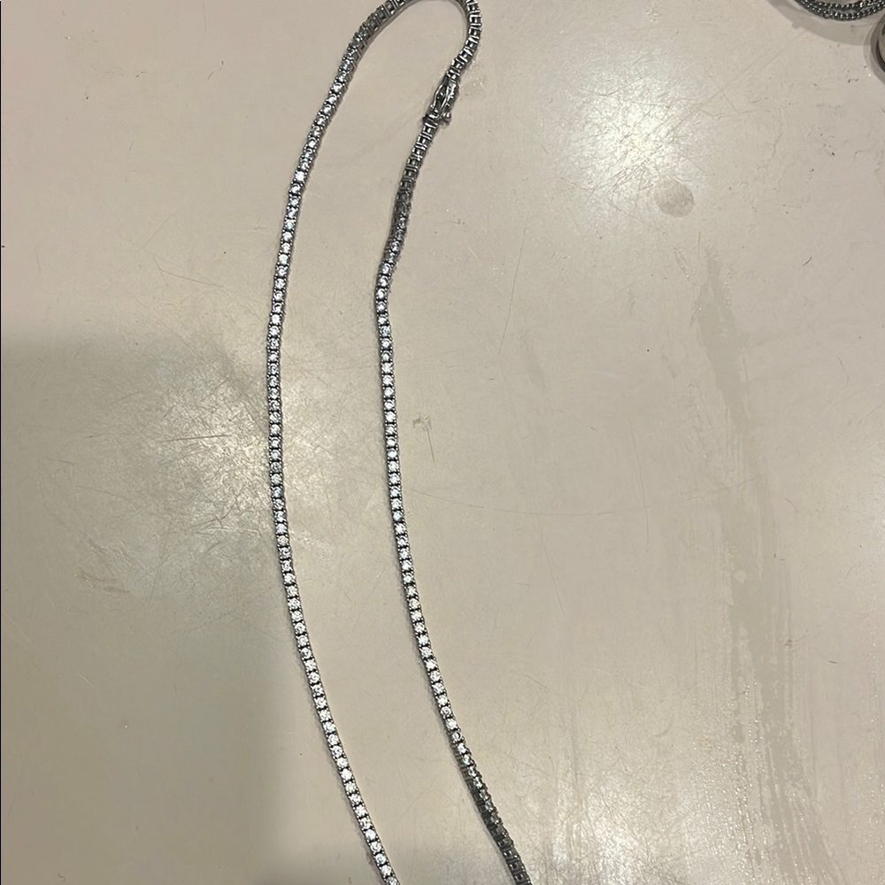 Elegant Silver Tennis Necklace